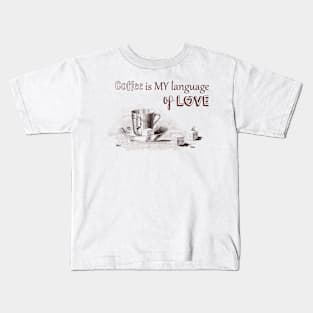 Coffee Illustration with Love Text Kids T-Shirt